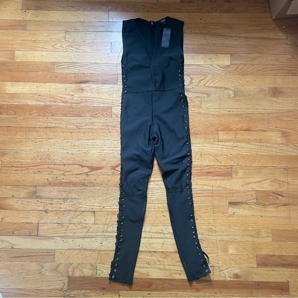 Akira Black Lace Up Jumpsuit Size Medium - Picture 1 of 7